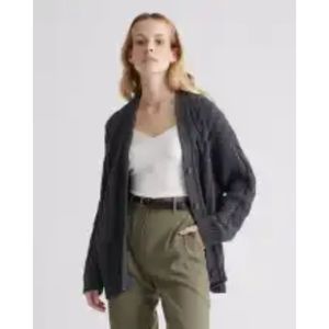 Quince 100% Organic Cotton Oversized Cable Cardigan~ Size M